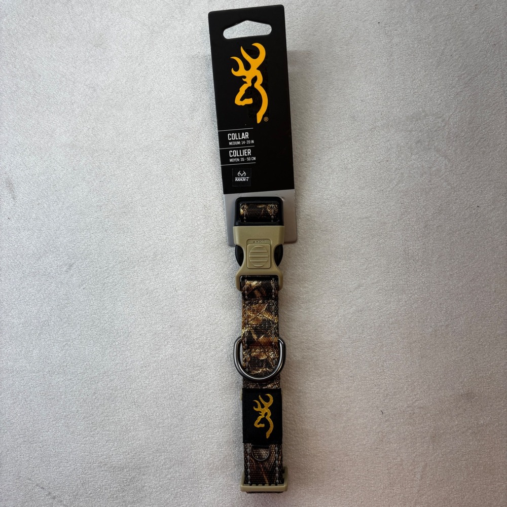 Browning Dog Collar‎ Pet Medium Brown Realtree MAX-7 Camo Reflective Lock Buckle